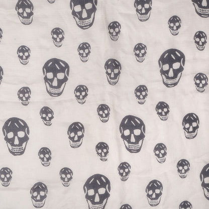 Alexander McQueen Silk Chiffon Skull Scarf Ivory Black 1 of 4