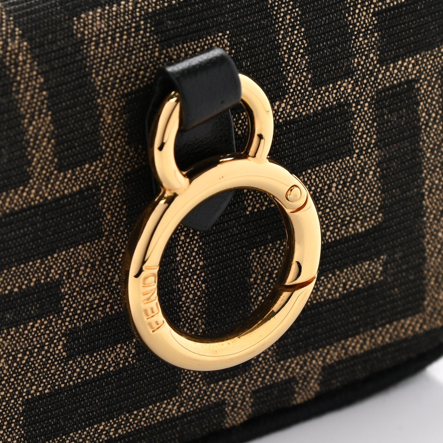 Fabric Jacquard FF 1974 Nano Baguette Charm Tobacco Moro Black