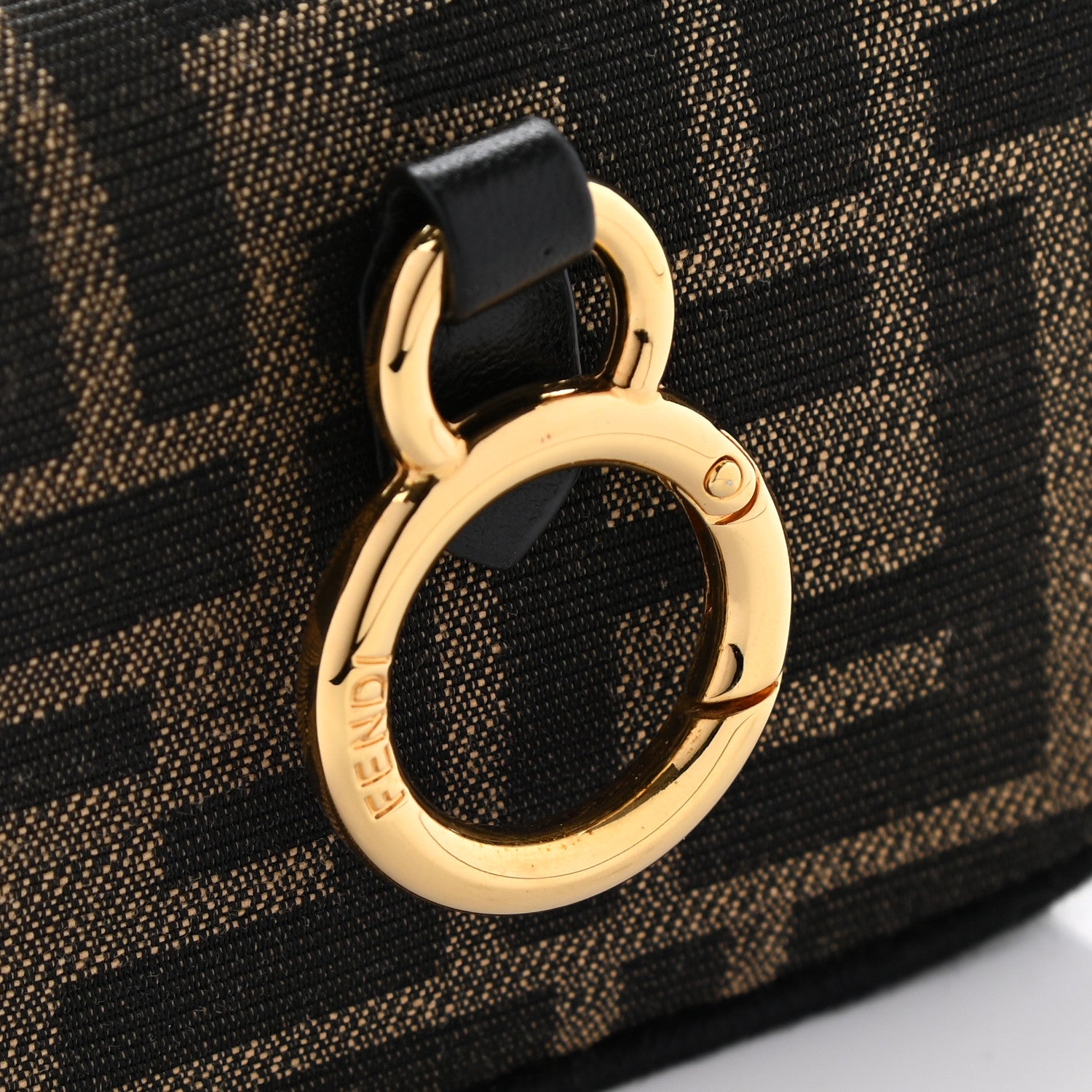 Fendi Fabric Jacquard FF 1974 Nano Baguette Charm Tobacco Moro Black 7 of 7