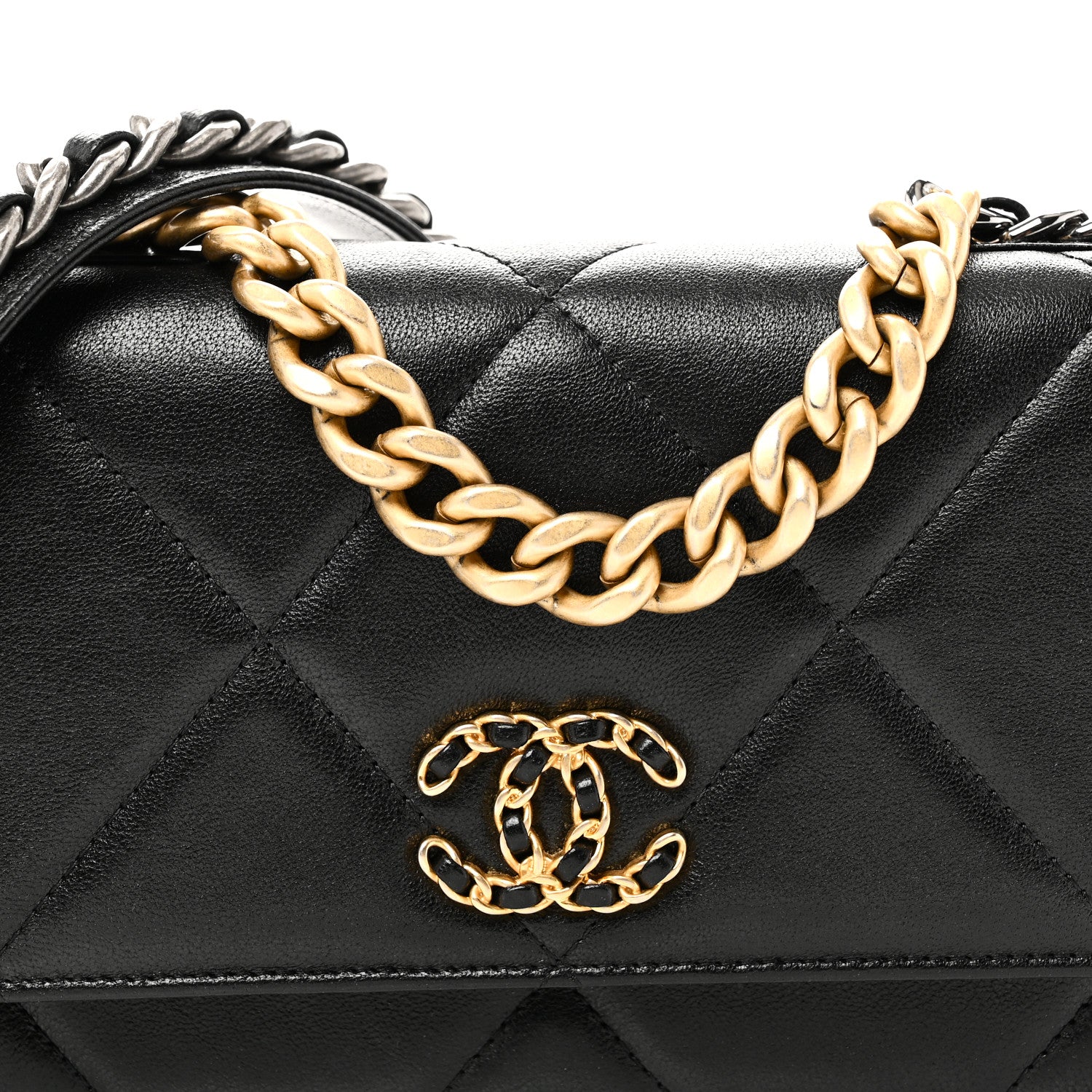Chanel Lambskin Quilted Chanel 19 Wallet On Chain WOC Black 9 of 12