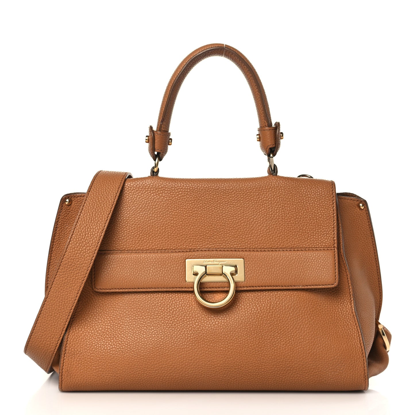 Grained Calfskin Sofia Satchel Brown