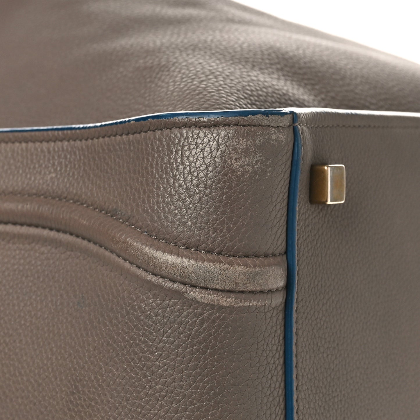 Baby Grained Medium Phantom Luggage Taupe Blue Trim