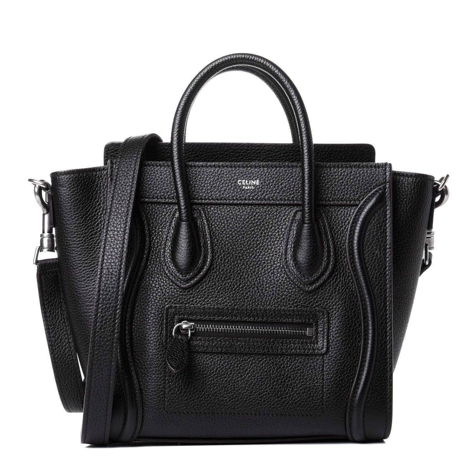Celine Drummed Calfskin Nano Luggage Black 1 of 11