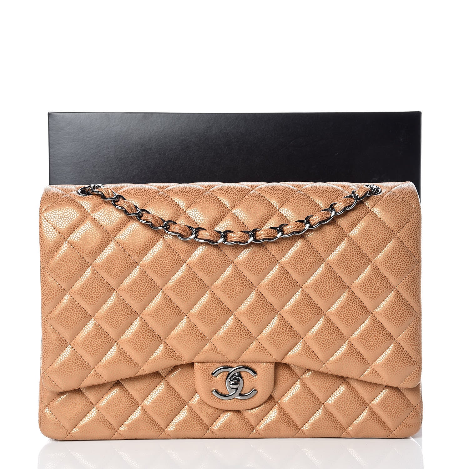 Chanel Metallic Soft Caviar Quilted Maxi Double Flap Copper 10 of 10