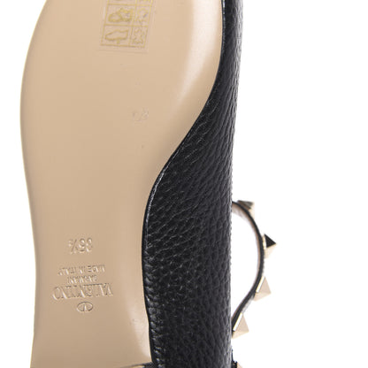 Valentino Garavani Pebbled Calfskin Rockstud Ankle Strap Ballerina Flats 35.5 Black 9 of 9