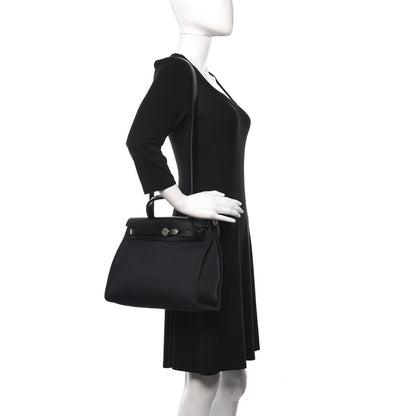 Hermes Military Toile Vache Hunter Herbag Zip PM 31 Black 3 of 14