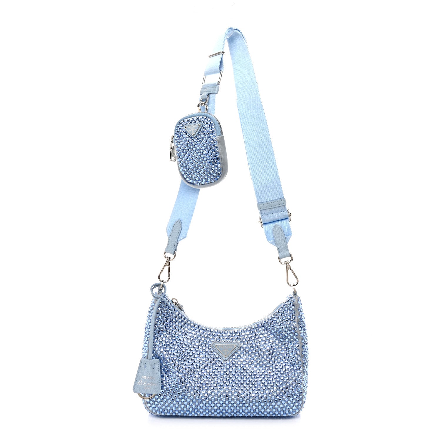 Prada Satin Crystal Re-Edition 2005 Shoulder Bag Celeste 1 of 11