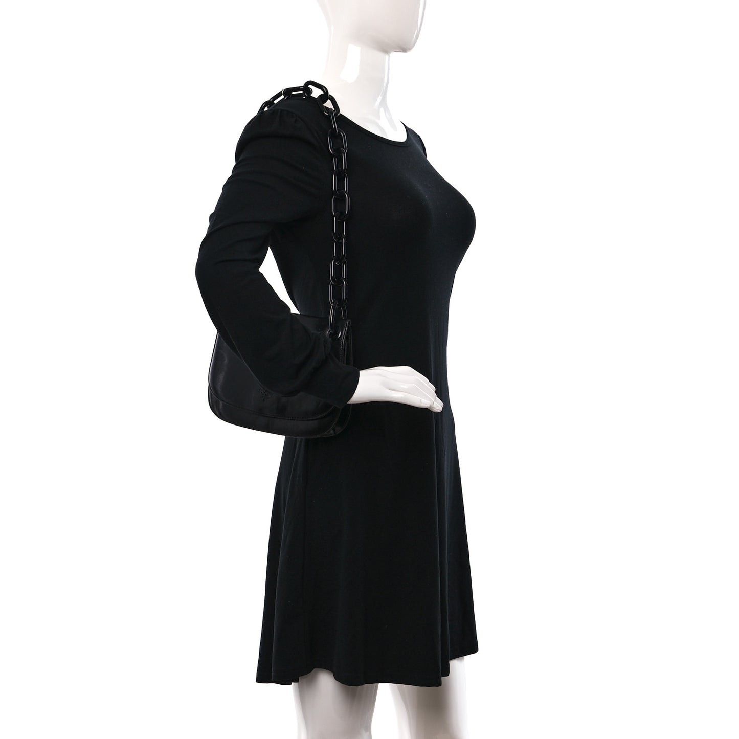 Goatskin Swing Chain Shoulder Bag Black