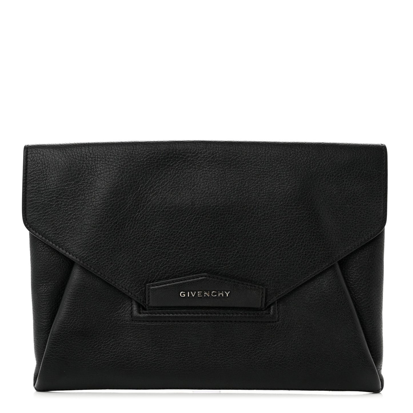 Sugar Goatskin Medium Antigona Envelope Clutch Black