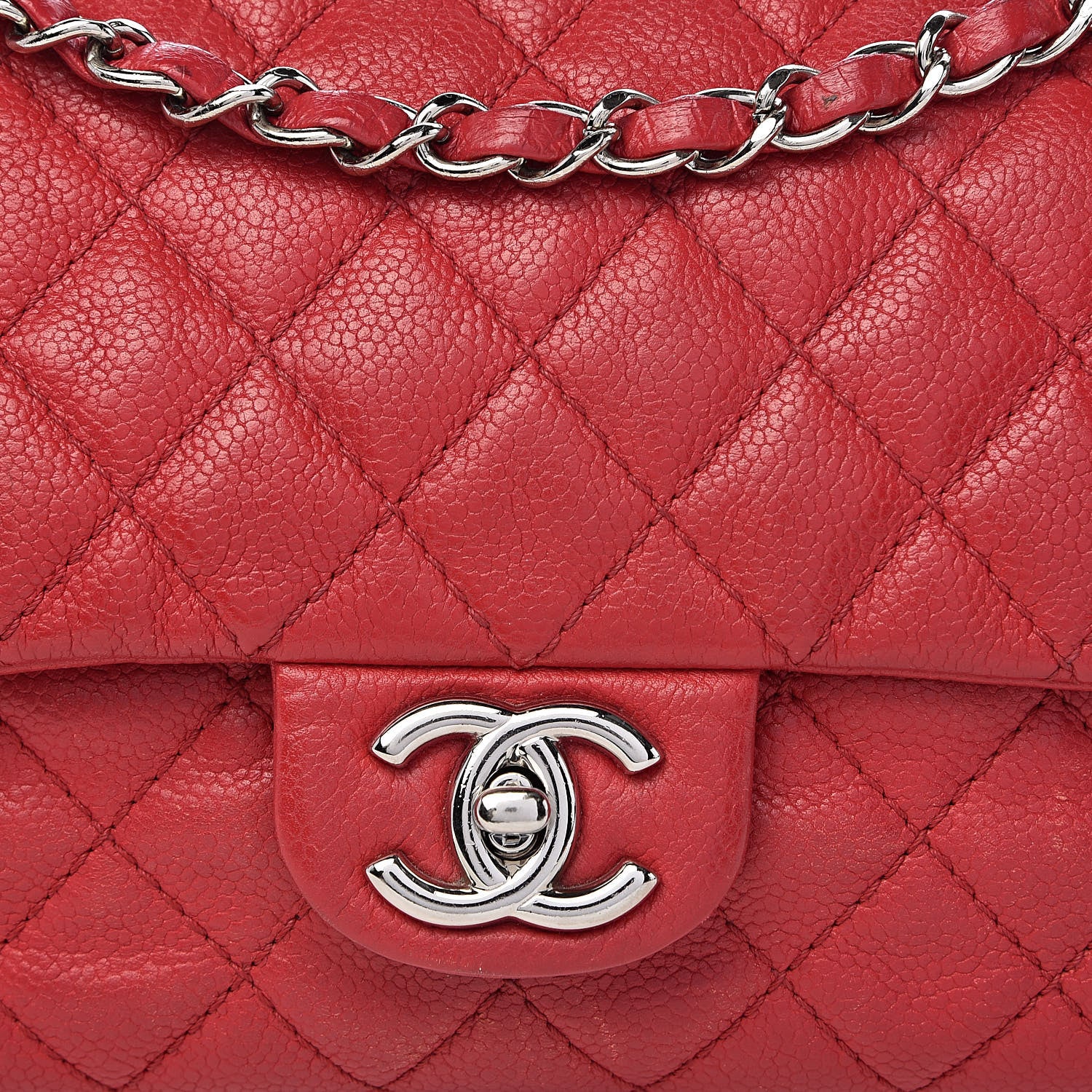 Chanel Washed Caviar Quilted Medium Double Flap Red 14 of 14