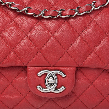 Chanel Washed Caviar Quilted Medium Double Flap Red 14 of 14