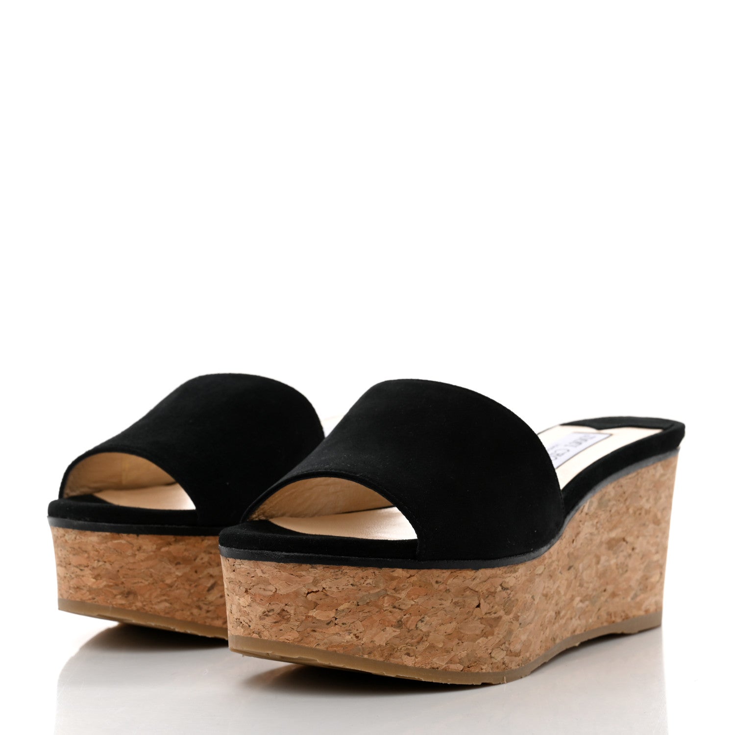 Jimmy Choo Suede Cork DeeDee Platform Wedge Slide Sandals 39 Black 3 of 8