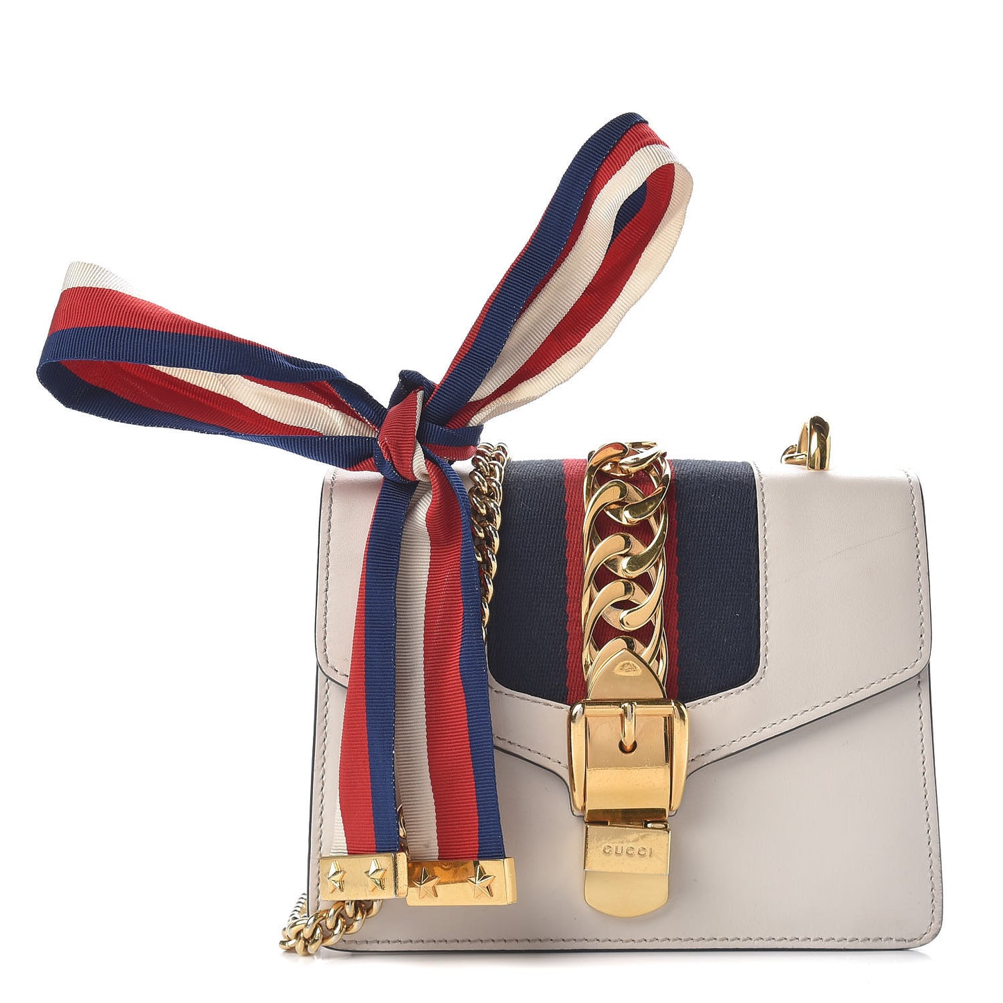 Calfskin Mini Sylvie Chain Shoulder Bag White