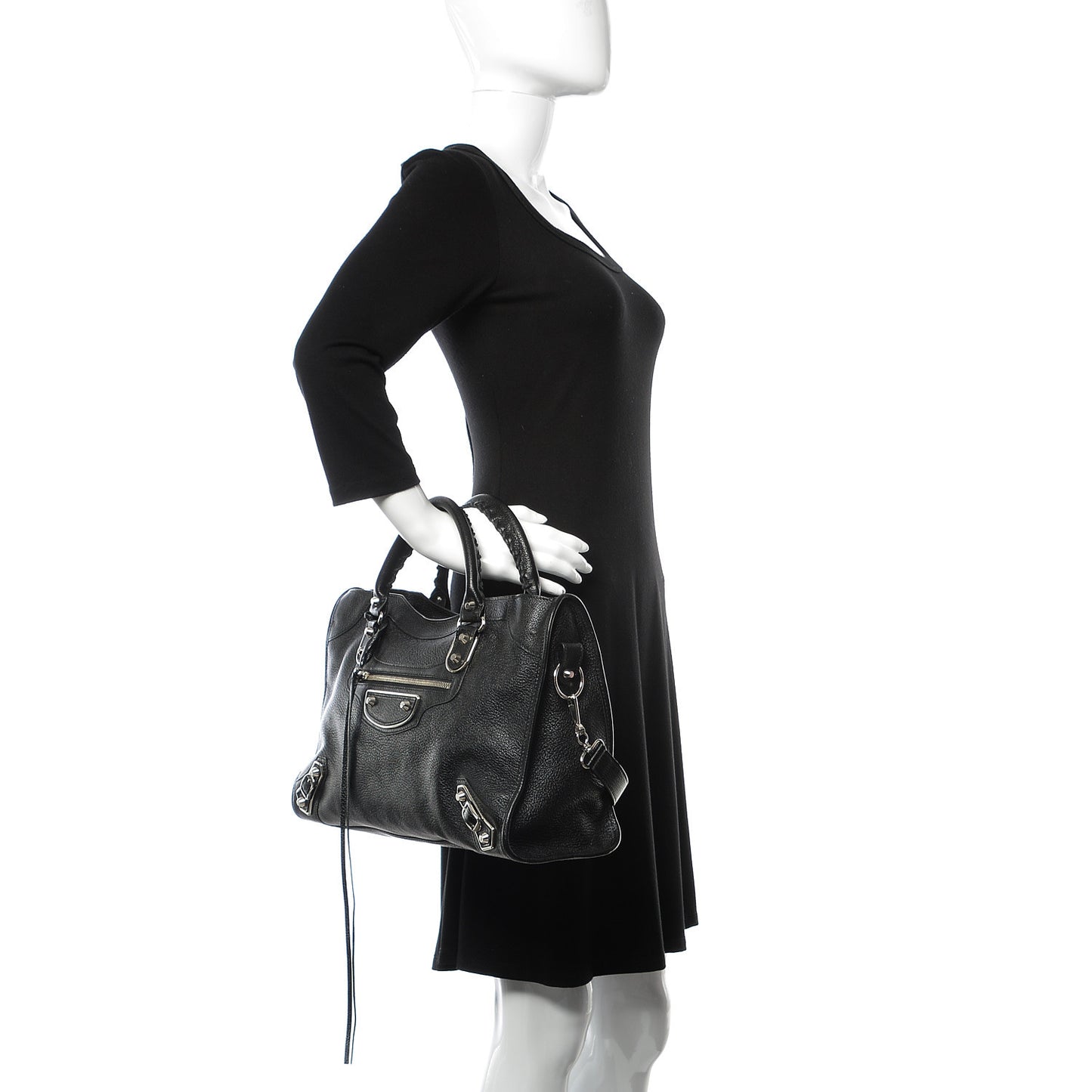 Chevre Silver Metallic Edge Hardware City Black