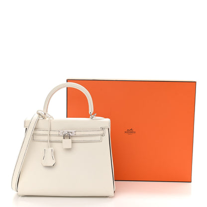 Hermes Evercolor Horseshoe Kelly Retourne 25 White Etain 11 of 11