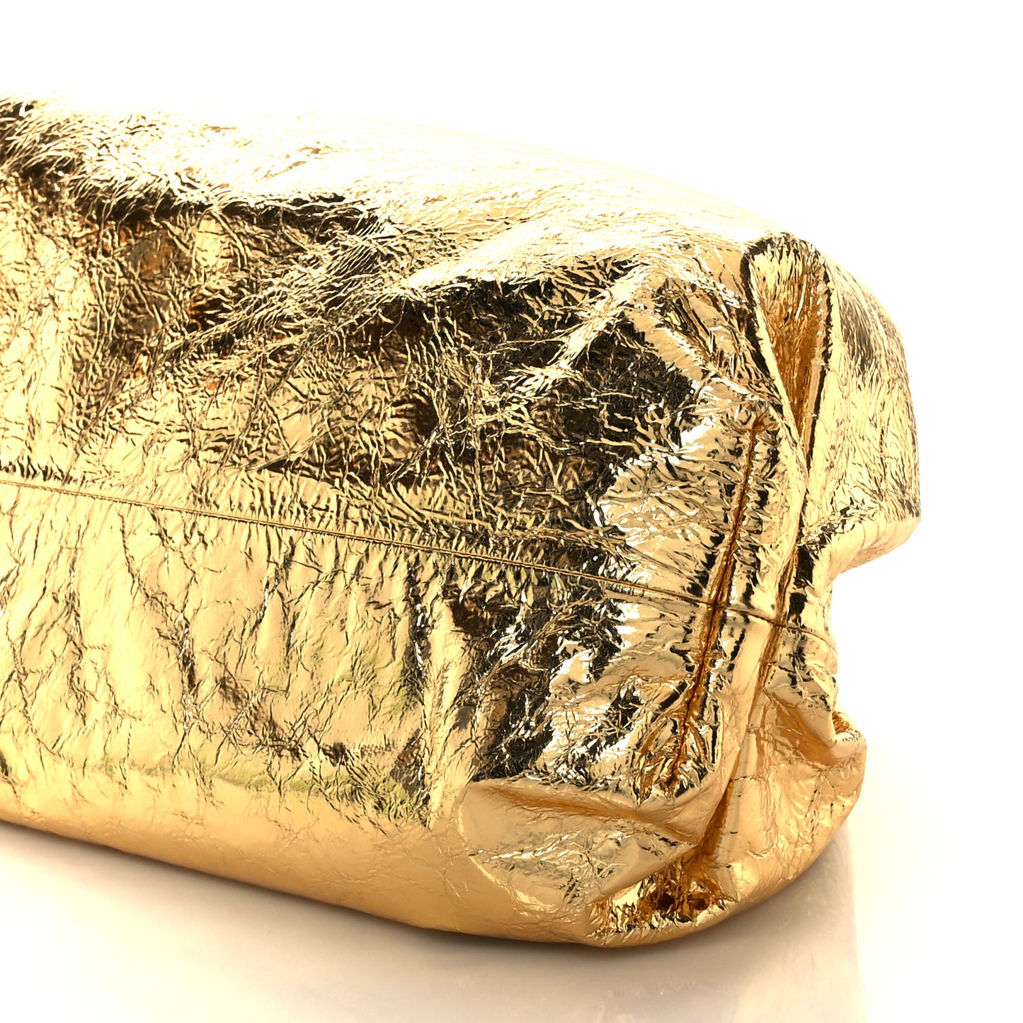 Metallic Crinkled Lambskin The Pouch Oversized Clutch Oro