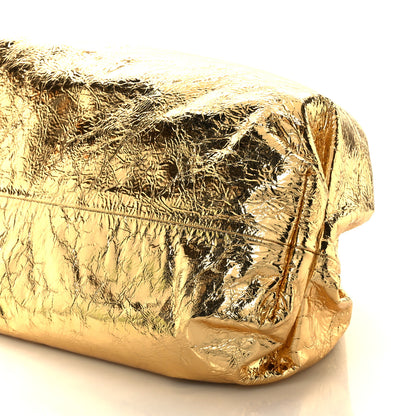 Bottega Veneta Metallic Crinkled Lambskin The Pouch Oversized Clutch Oro 11 of 11
