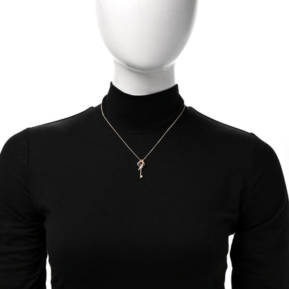 Tiffany 18K Rose Gold Diamond Mini Knot Key Pendant Necklace 2 of 6