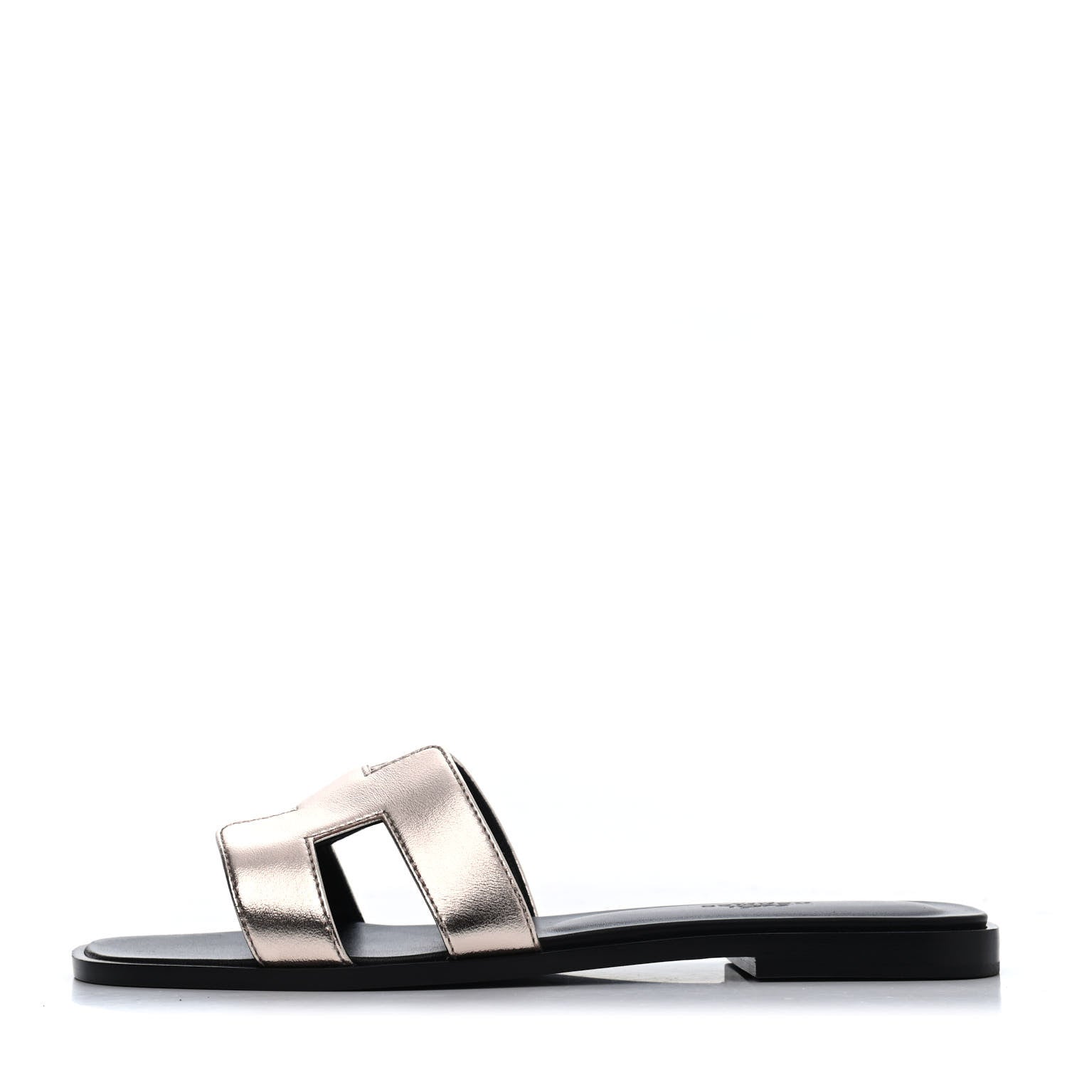 Hermes Metallic Calfskin Oran Sandals 37.5 Rose Dore 1 of 4
