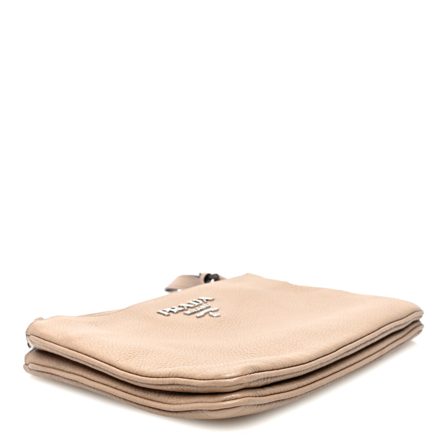 Vitello Daino Double Zip Crossbody Bag Cammeo