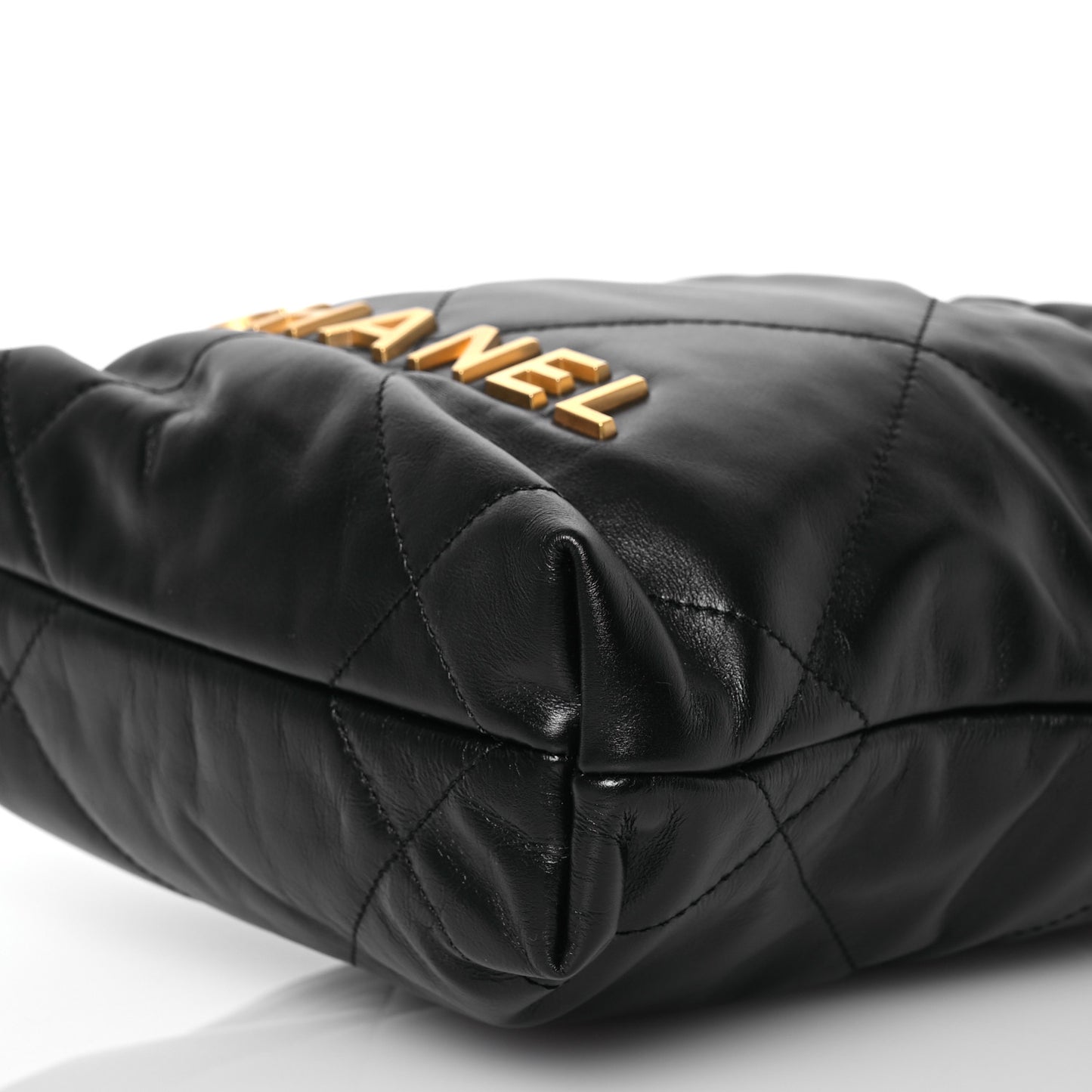 Shiny Calfskin Quilted Mini Chanel 22 Black