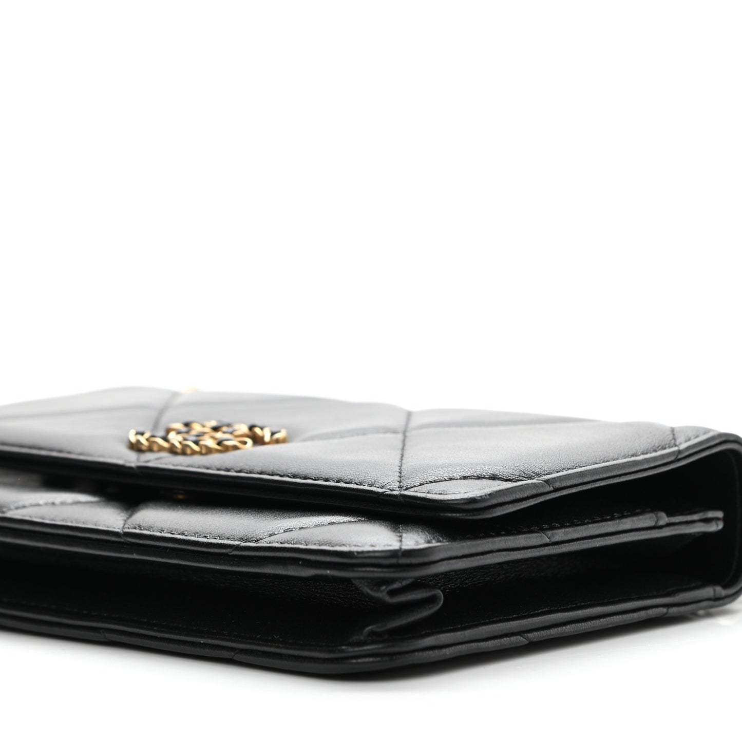 Lambskin Quilted Chanel 19 Wallet On Chain WOC Black
