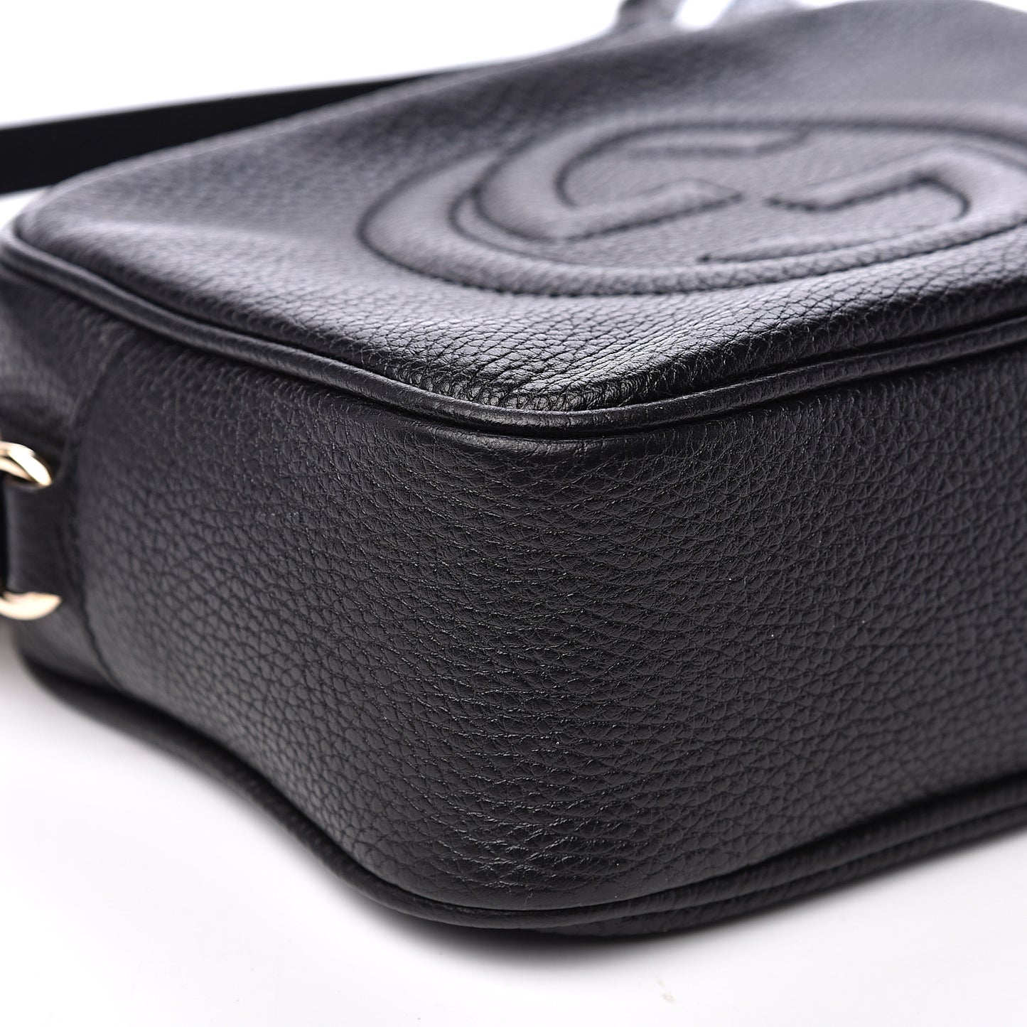 Pebbled Calfskin Small Soho Disco Bag Black