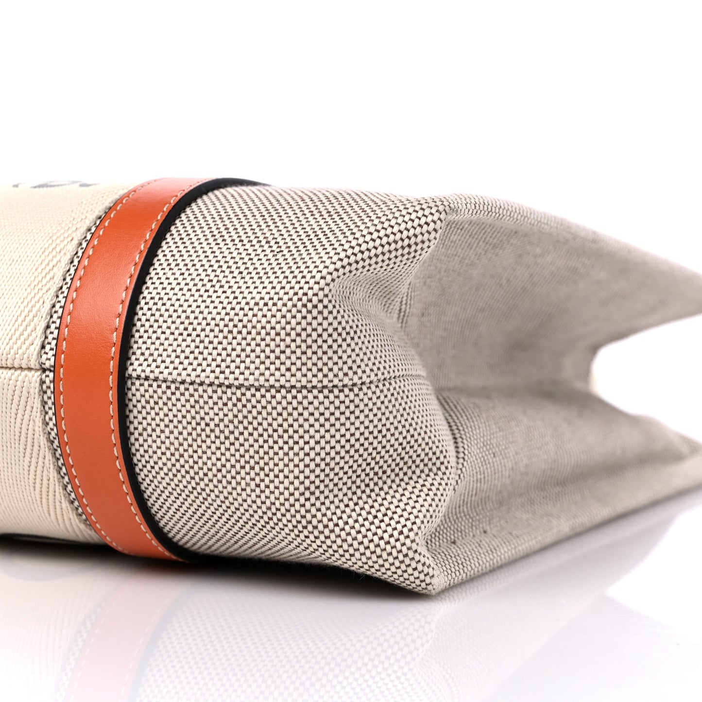 Cotton Calfskin Medium Woody Ribbon Tote Terracotta Orange