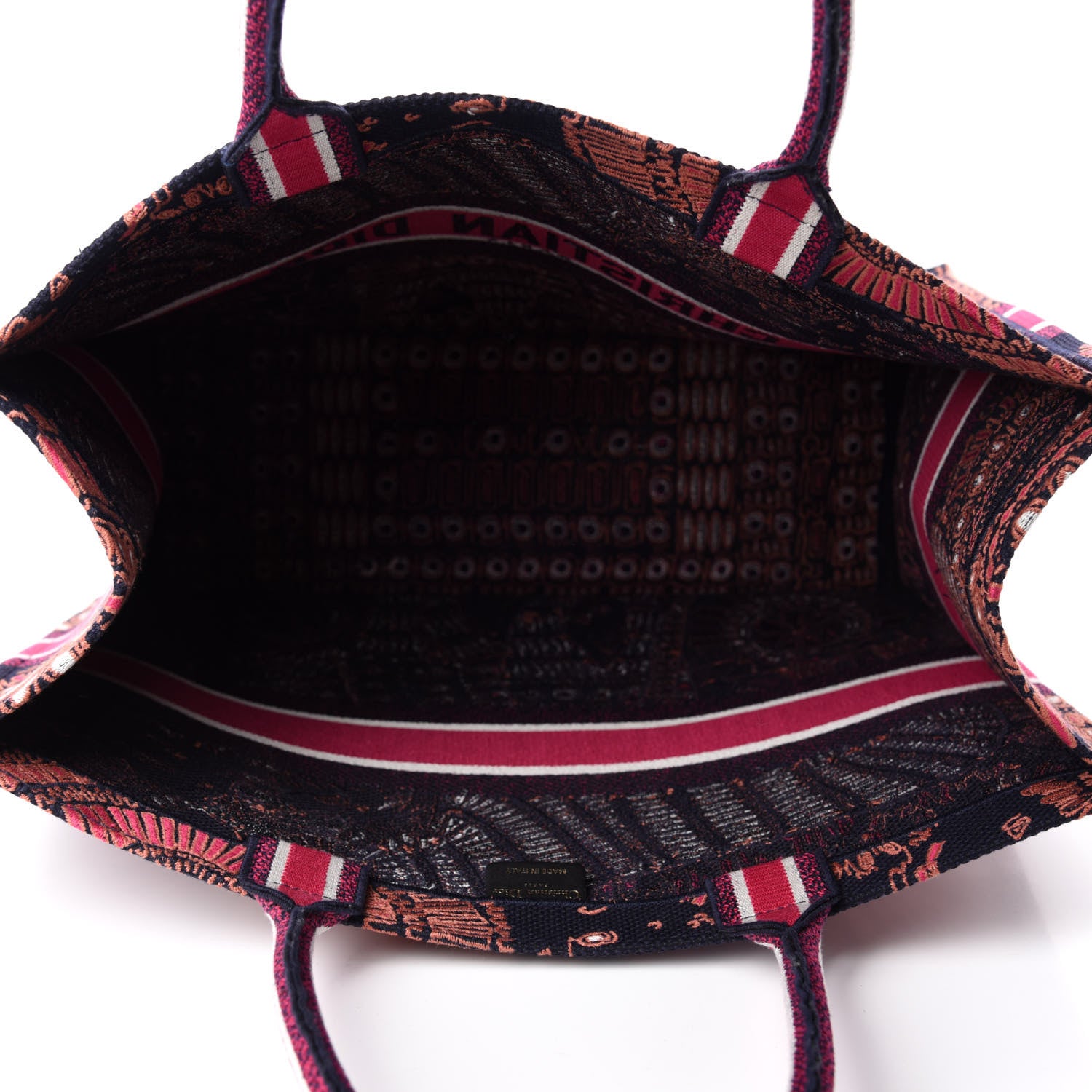Christian Dior Canvas Embroidered Dior Animals Tiger Book Tote Deep Blue Fuchsia 5 of 10
