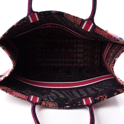 Christian Dior Canvas Embroidered Dior Animals Tiger Book Tote Deep Blue Fuchsia 5 of 10