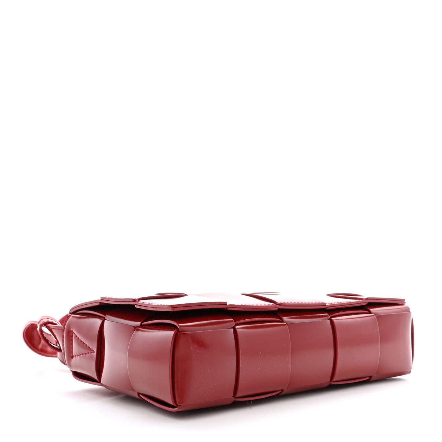 Patent Maxi Intrecciato Cassette Crossbody Bag Red