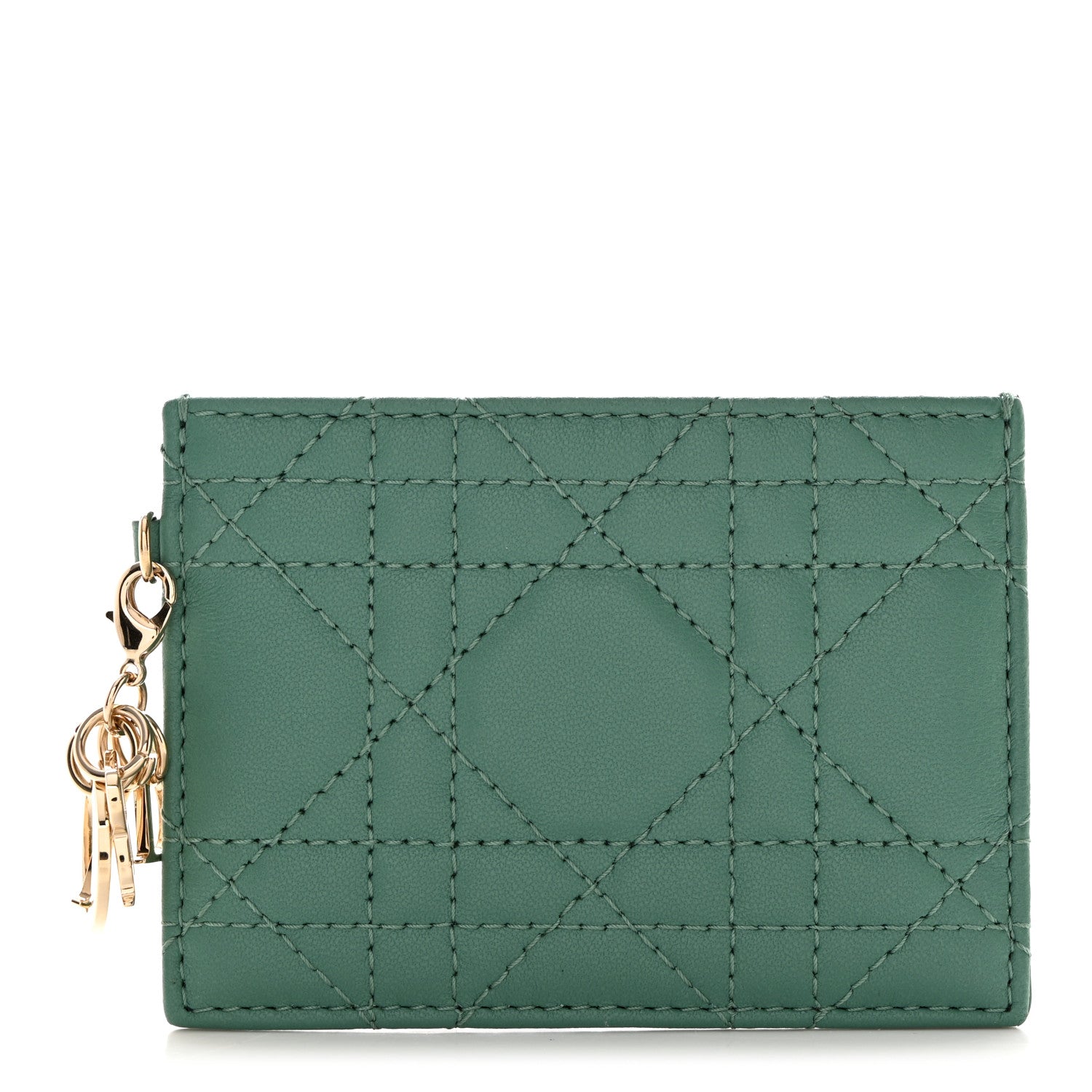 Christian Dior Lambskin Cannage Lady Dior Card Holder Cedar Green 1 of 7