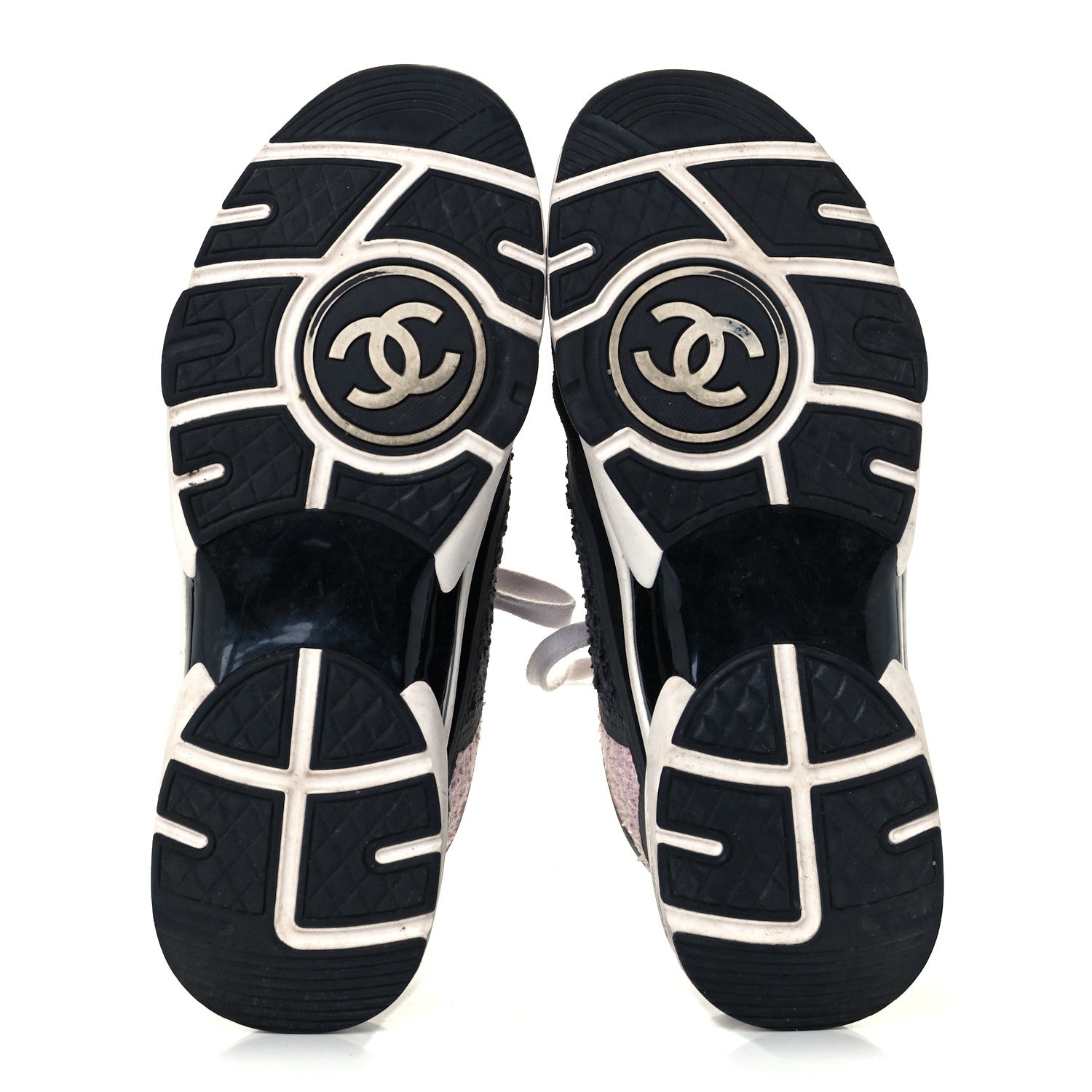 Chanel Tweed Suede Calfskin CC Sneakers 41 Gray Pink 7 of 9