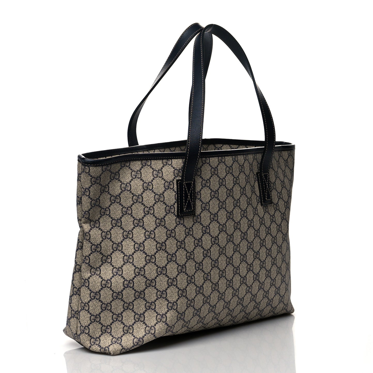 GG Supreme Monogram Medium Zippered Shopping Tote Navy