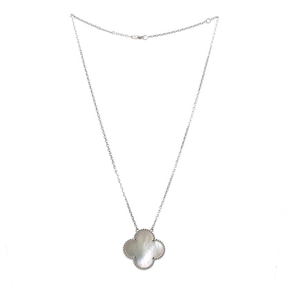 Van Cleef & Arpels 18K White Gold Mother of Pearl Magic Alhambra Pendant Necklace 3 of 7