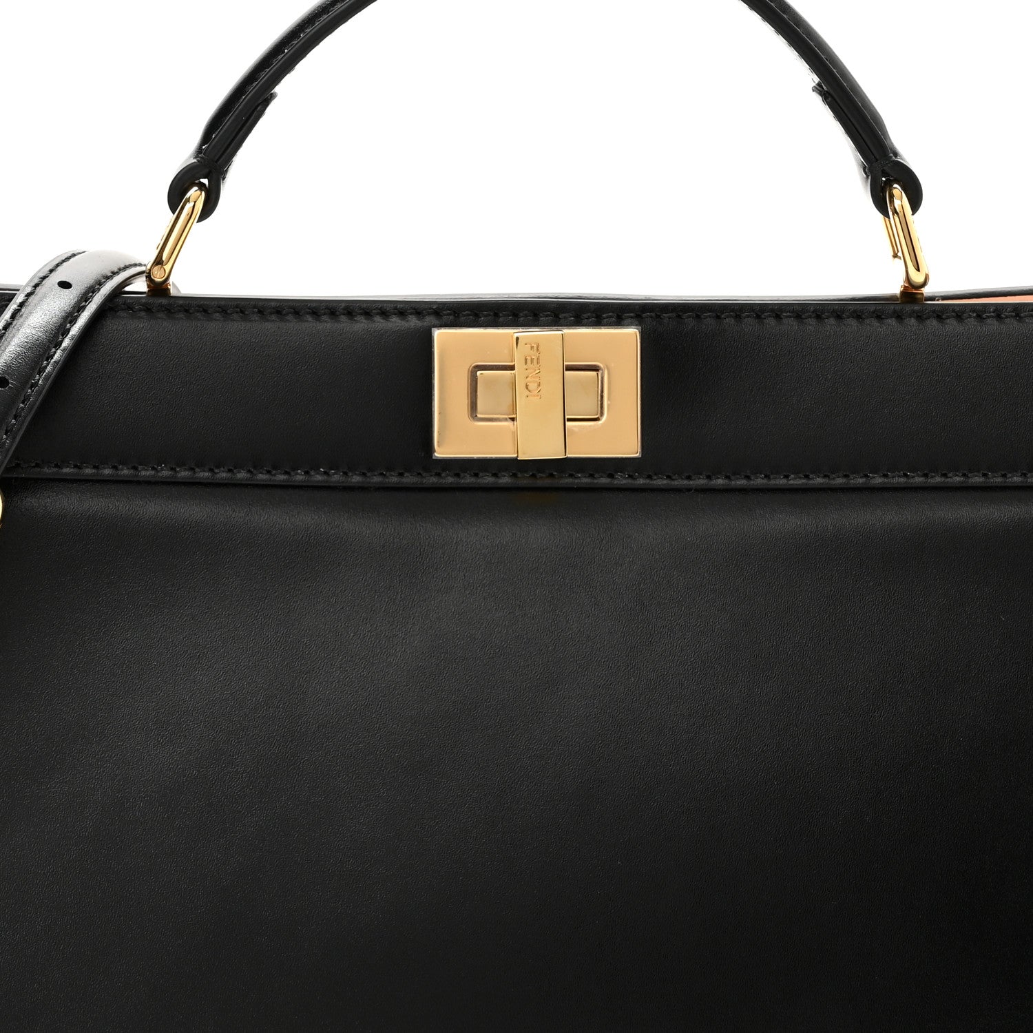 Fendi Vitello King Luxor Shiny Nappa Medium Peekaboo I SEE U East West Satchel Black Light Rose 8 of 10