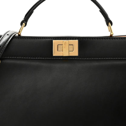 Fendi Vitello King Luxor Shiny Nappa Medium Peekaboo I SEE U East West Satchel Black Light Rose 8 of 10