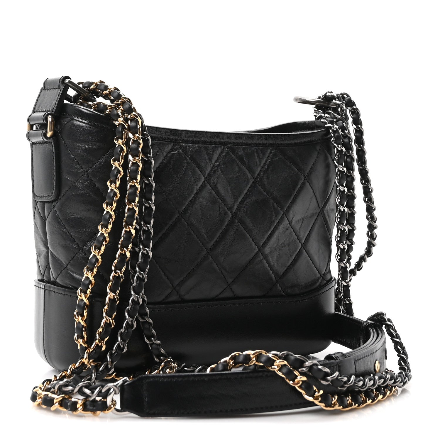 Chanel Aged Calfskin Quilted Small Gabrielle Hobo Black 3 of 10