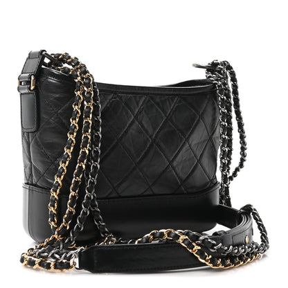 Chanel Aged Calfskin Quilted Small Gabrielle Hobo Black 3 of 10