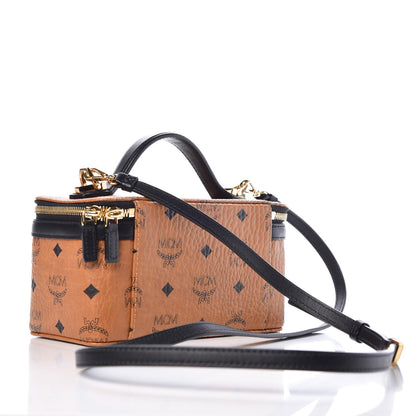 MCM Visetos Vanity Case Cognac Black 3 of 7