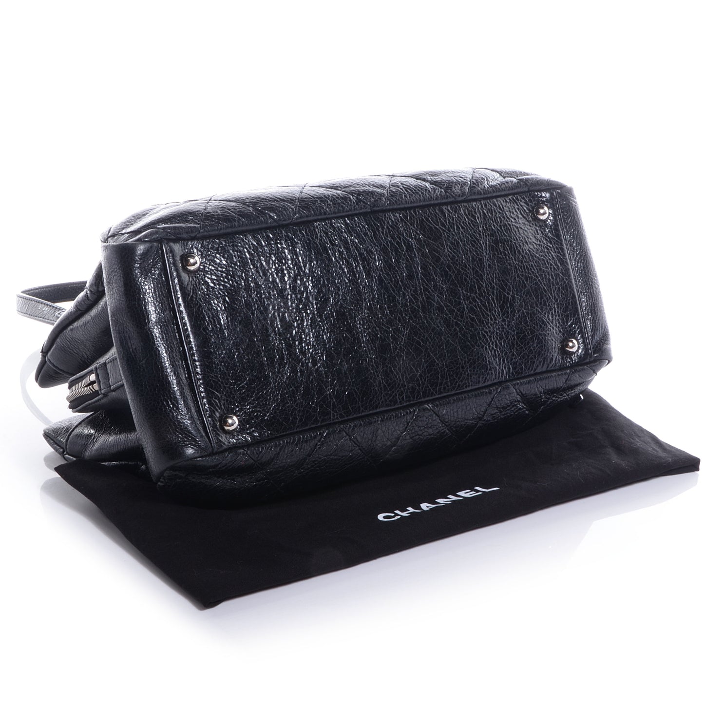 Glazed Calfskin Small On The Road Zip Tote Black