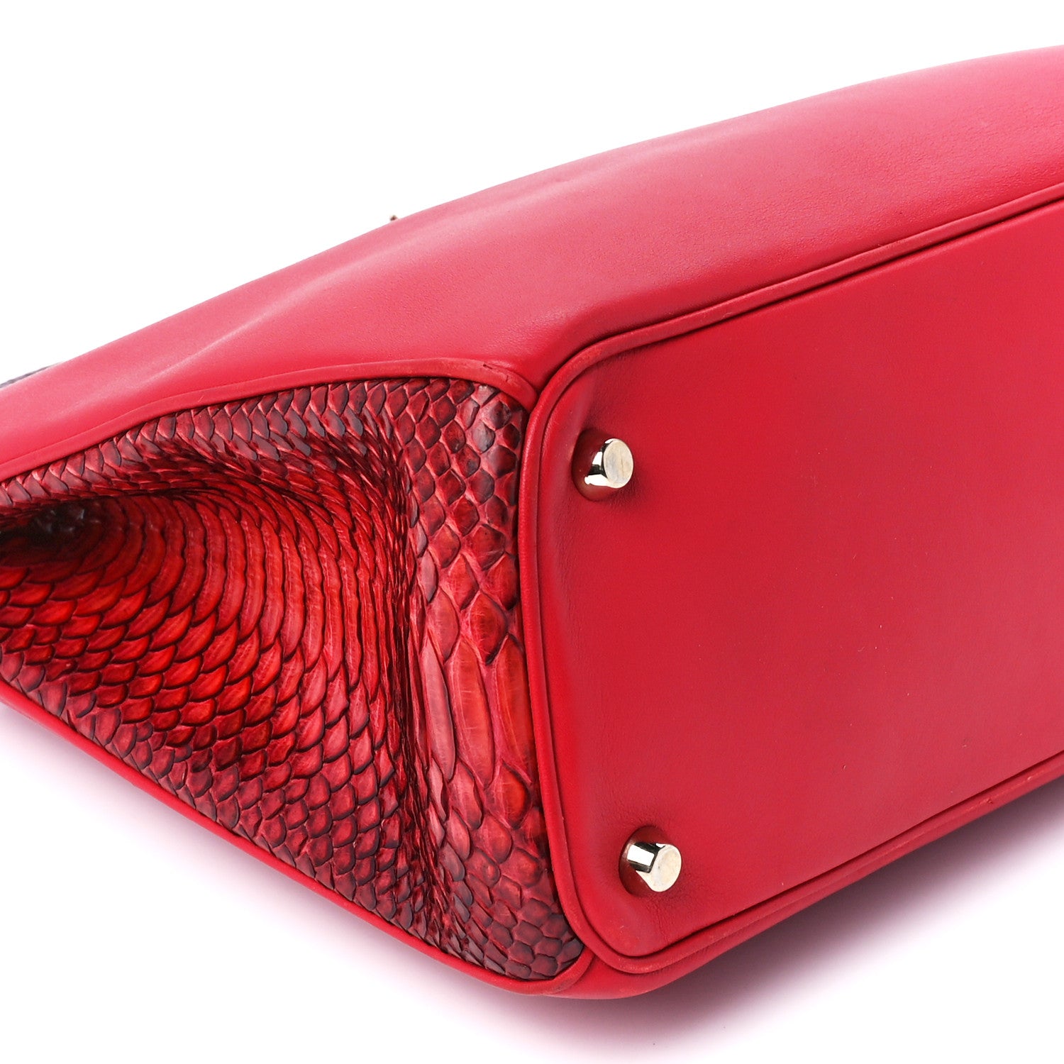 Christian Dior Calfskin Snakeskin Medium Diorissimo Tote Red 10 of 11