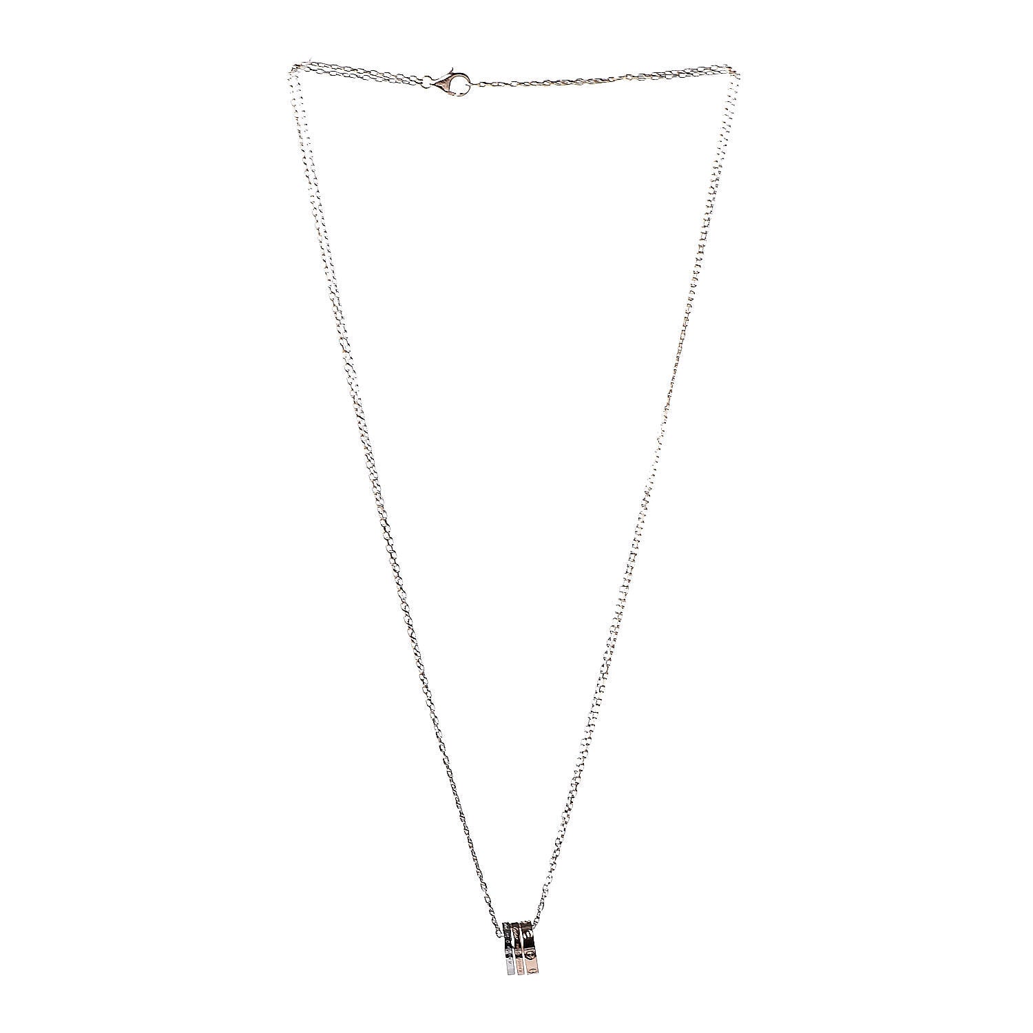 Cartier 18K White Pink Gold Diamond Three Ring LOVE Pendant Necklace 3 of 7