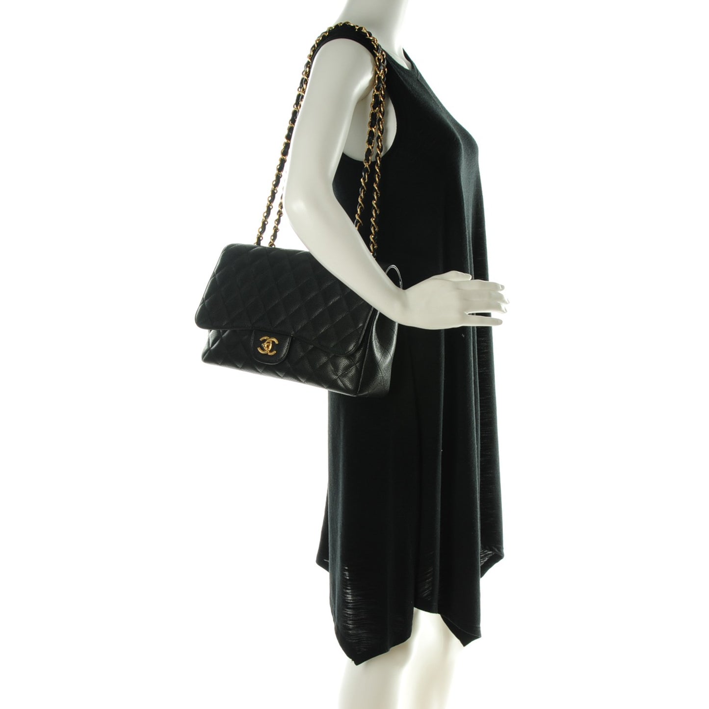 Caviar Quilted Jumbo Single Flap Black