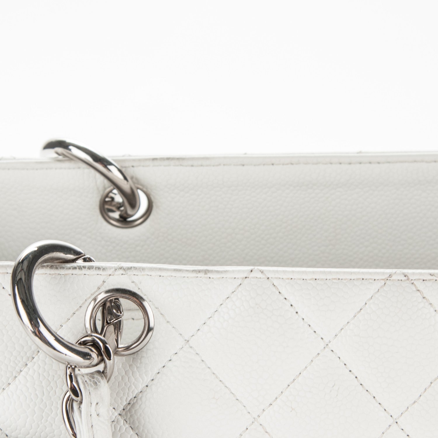 Chanel Caviar Quilted Grand Shopping Tote GST White 10 of 15