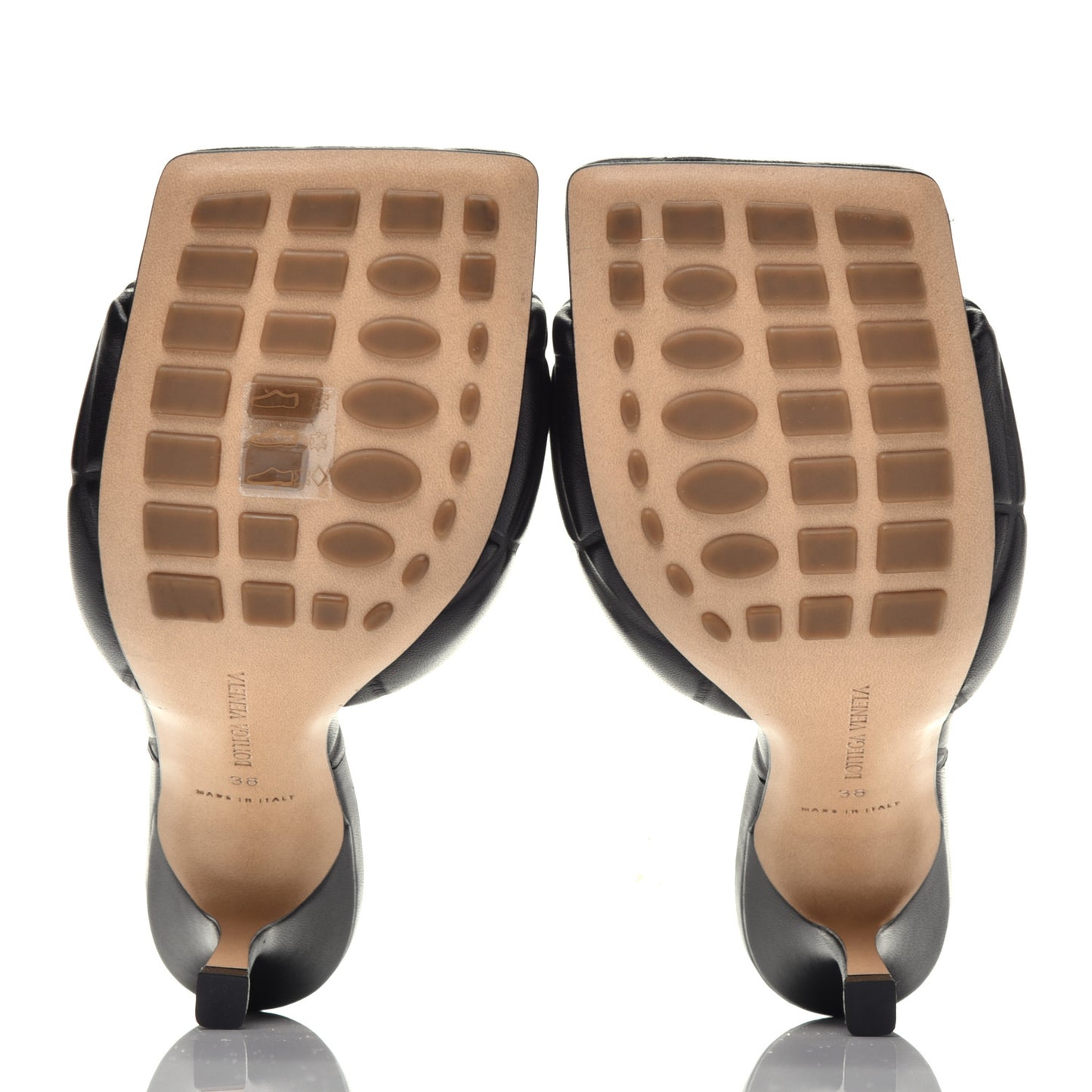 Nappa Quilted Rubber Lido Mule Sandals 38 Black