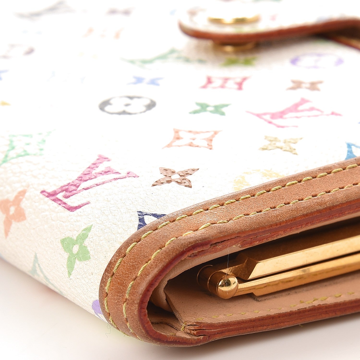 Louis Vuitton Monogram Multicolor French Purse Wallet White 8 of 10