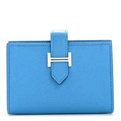 Hermes Chevre Mysore Mini Bearn Wallet Bleu Frida 1 of 22