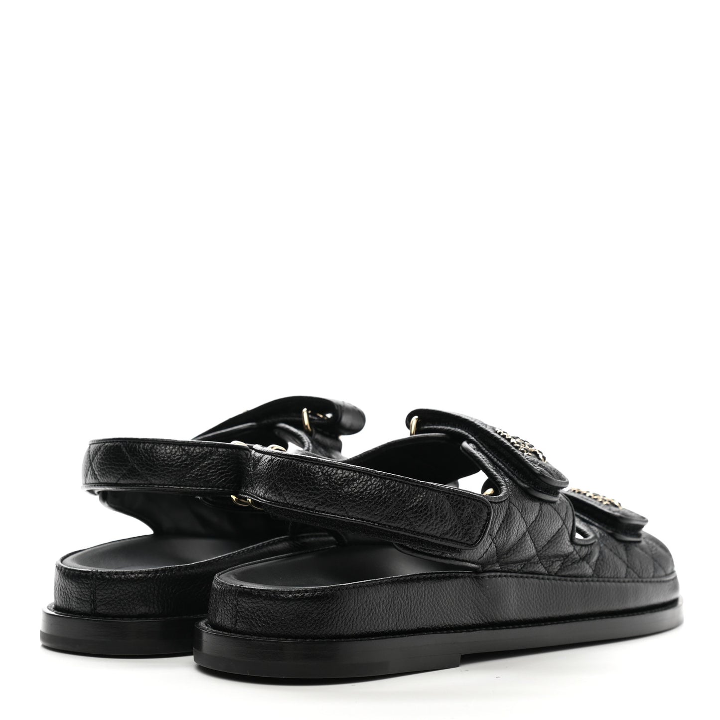 Grained Calfskin Velcro Dad Sandals 39.5 Black
