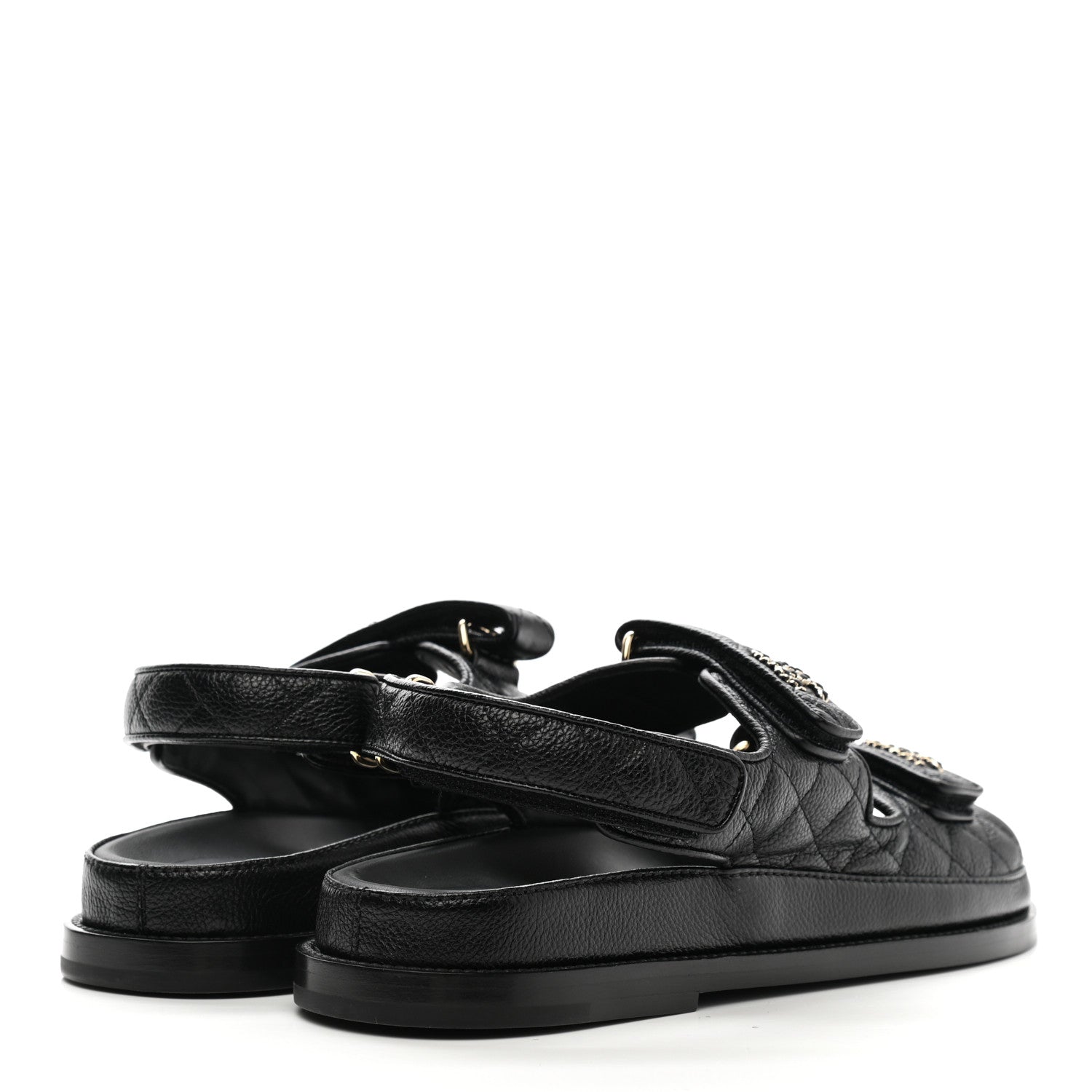 Chanel Grained Calfskin Velcro Dad Sandals 39.5 Black 4 of 9